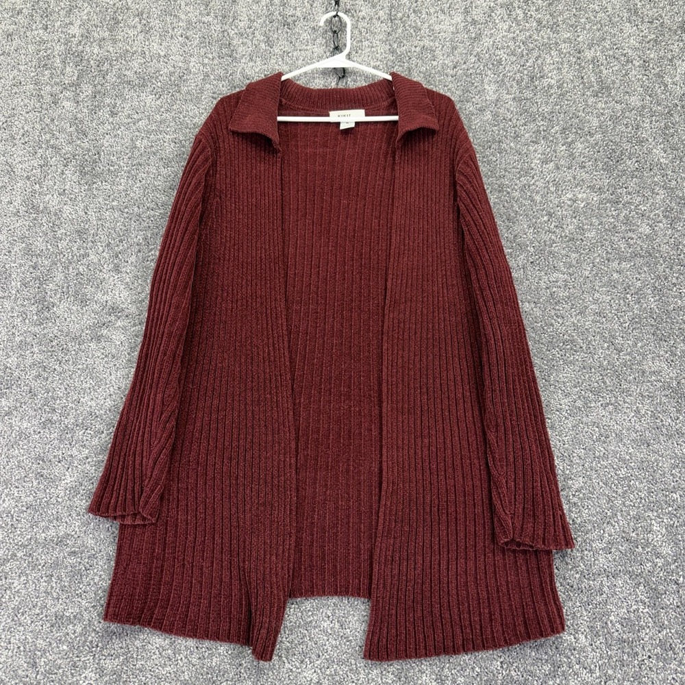 Kikit Sweater Cardigan Womens XL Red Collared Open Front Chunky Knit Long Sleeve